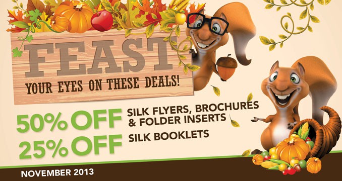 November Offer – Silk Savings! 50% Off Premium Silk Brochures, Flyers and Folder Inserts, and 25% Off Silk Booklets