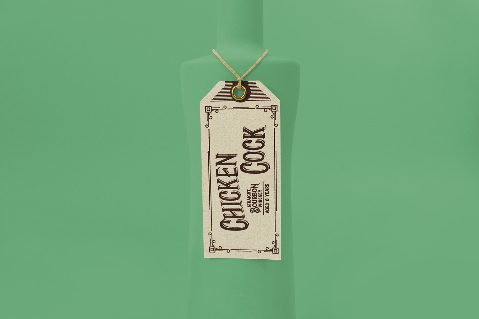 Chicken Cock Whiskey  String-Tied  Bottle Neckers