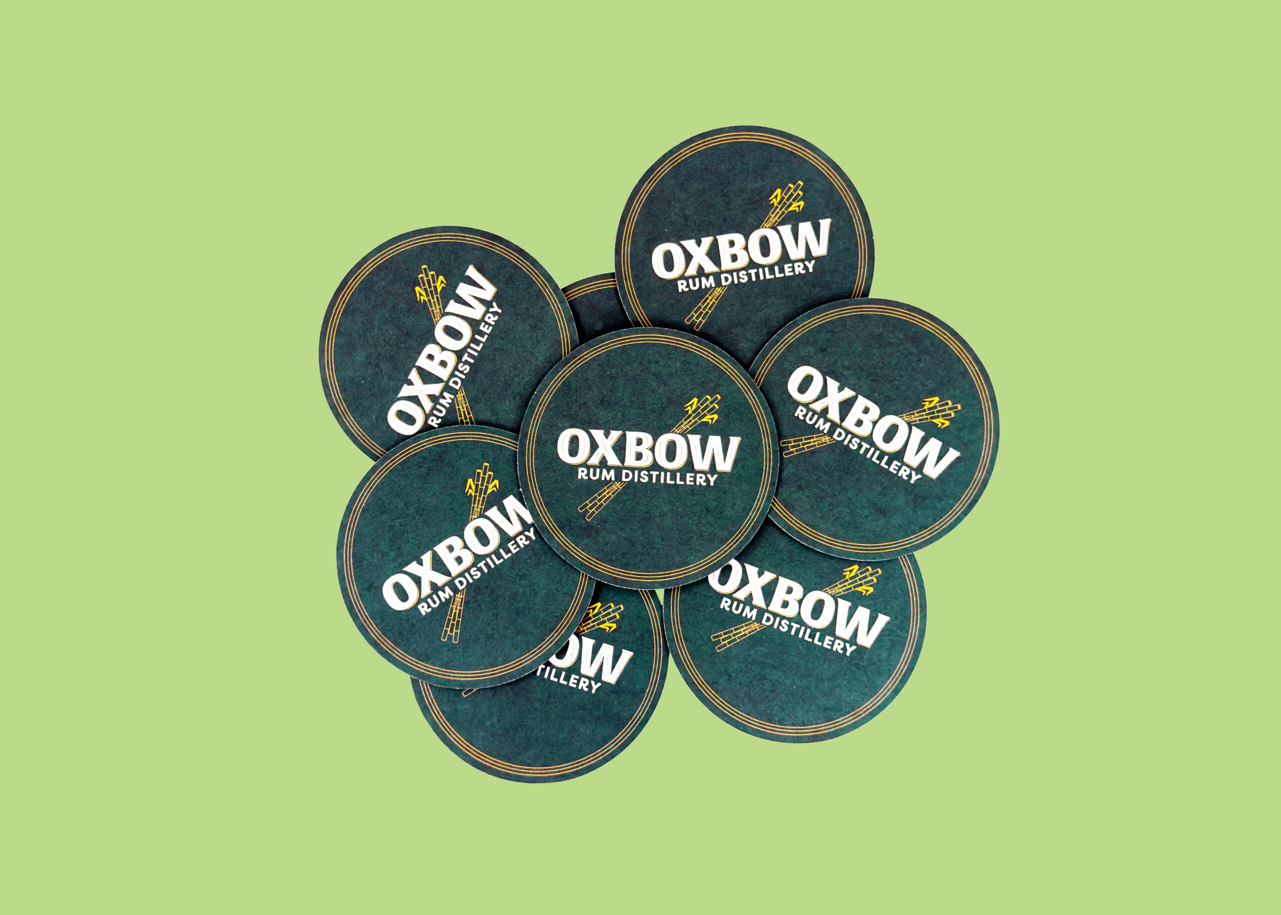 Oxbow Distillery spirits coasters